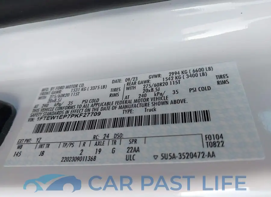 1FTEW1EP7PKF27709# 9