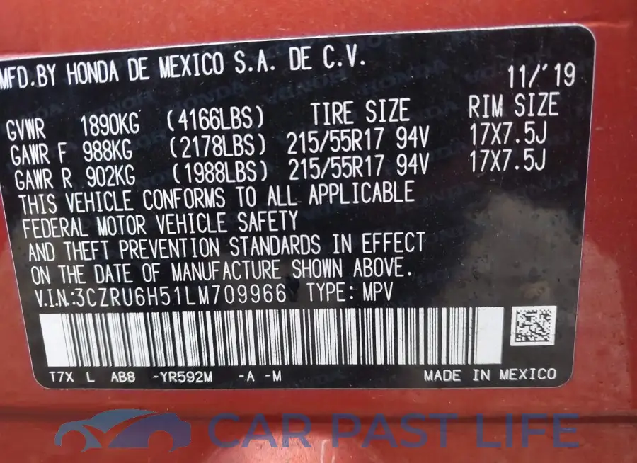 3CZRU6H51LM709966# 9