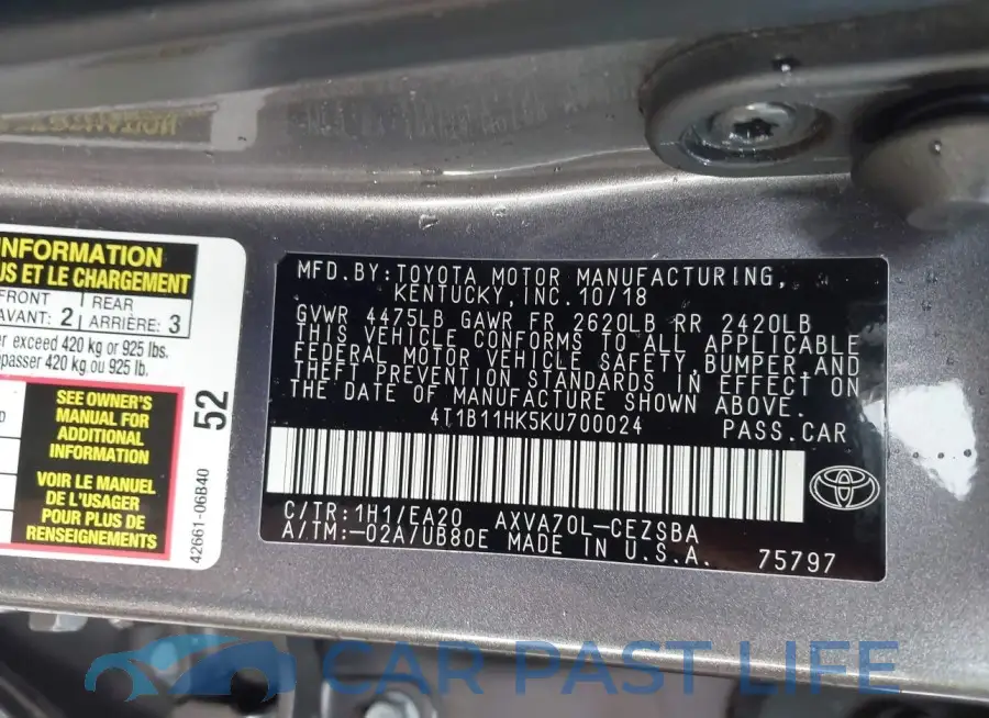 4T1B11HK5KU700024# 9