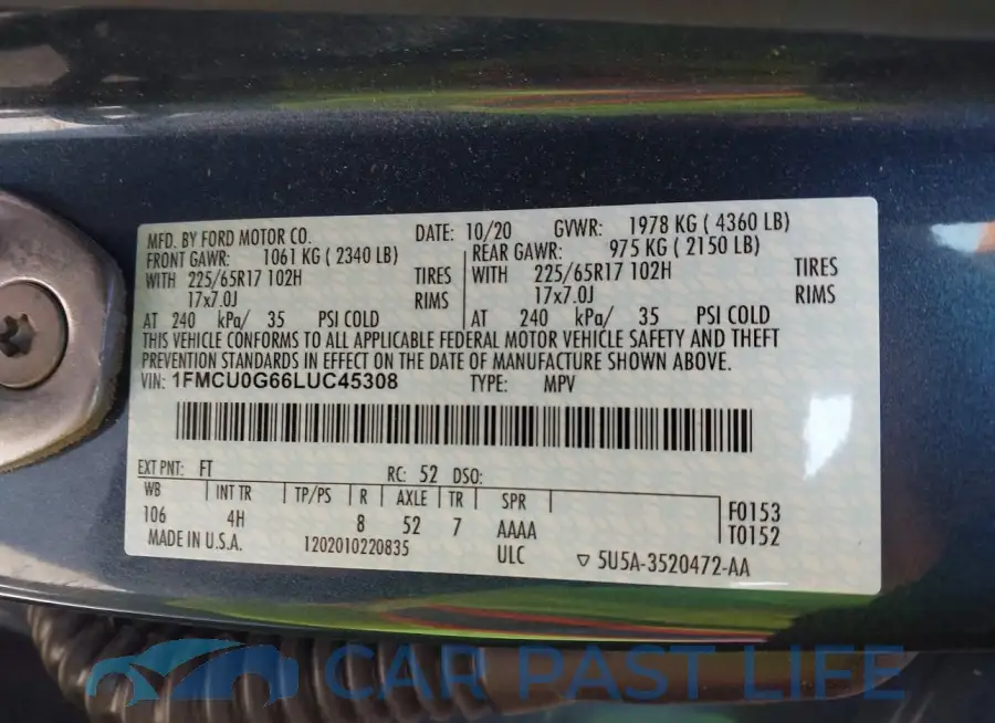 1FMCU0G66LUC45308# 9