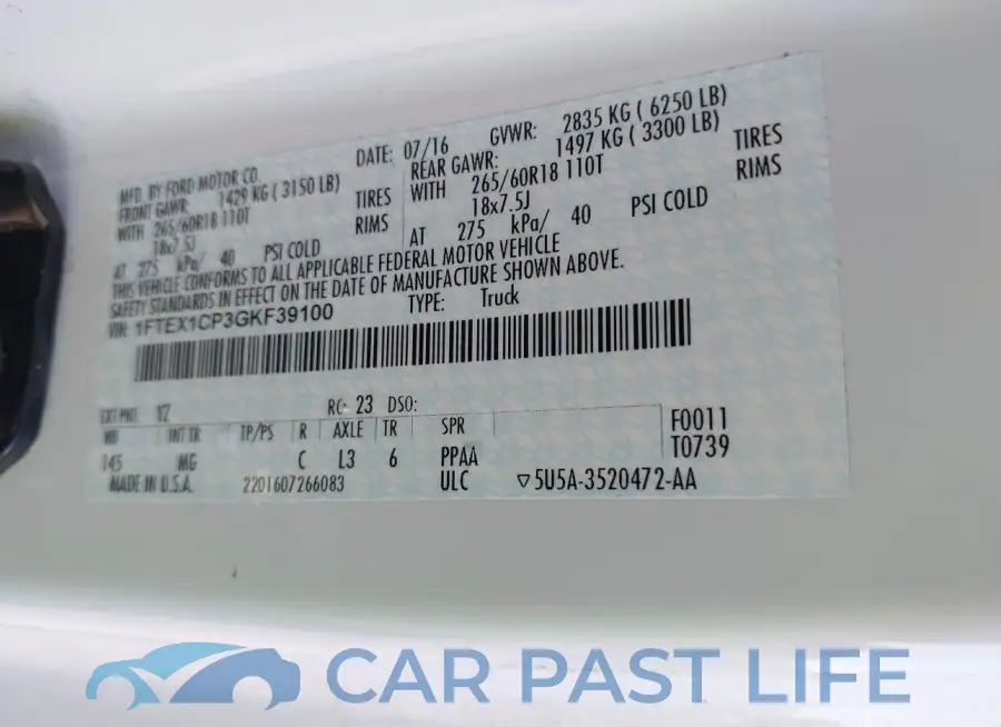 1FTEX1CP3GKF39100# 9