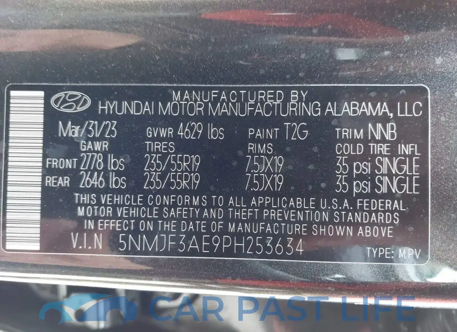 5NMJF3AE9PH253634# 9