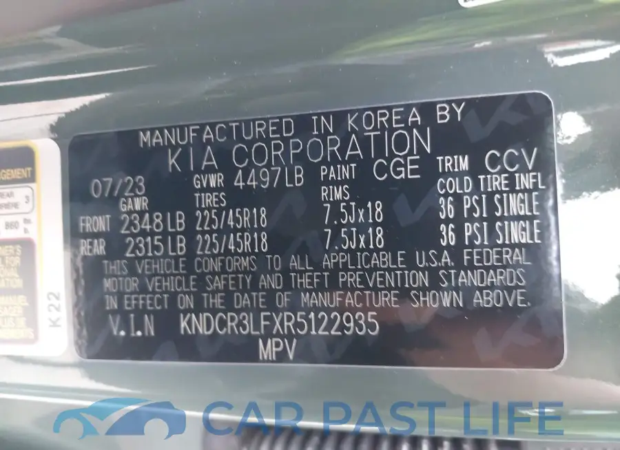 KNDCR3LFXR5122935# 9