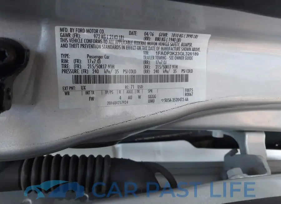 1FADP3K23GL326189# 9