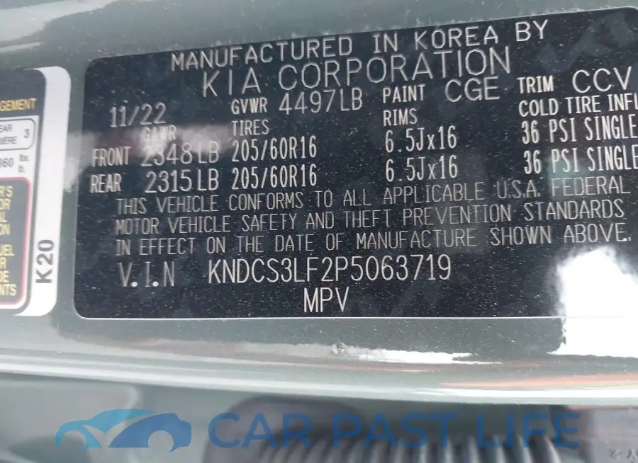 KNDCS3LF2P5063719# 9