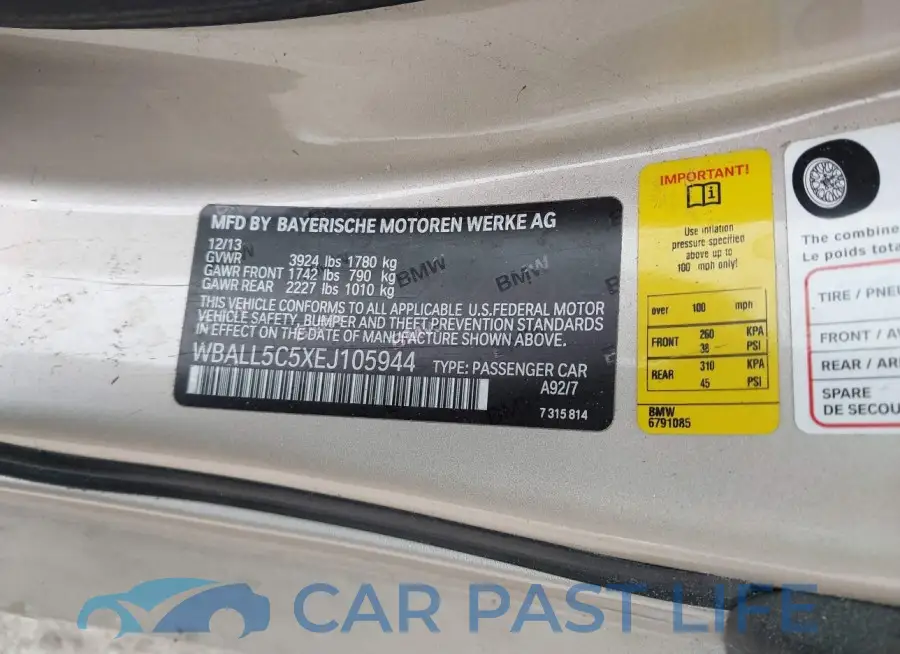 WBALL5C5XEJ105944# 9