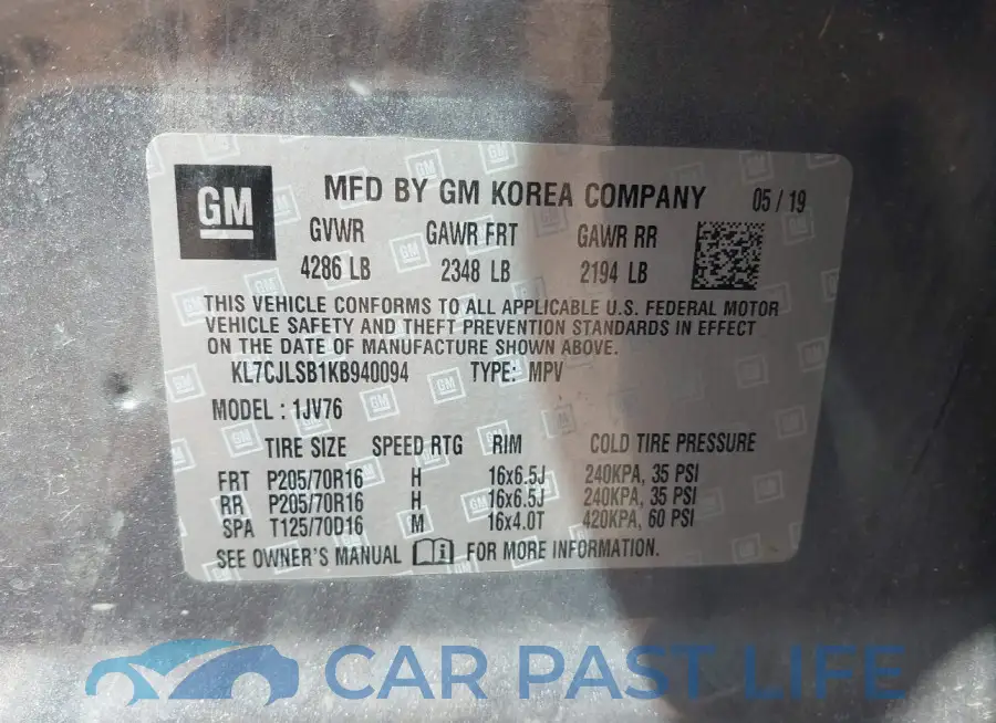 KL7CJLSB1KB940094# 9