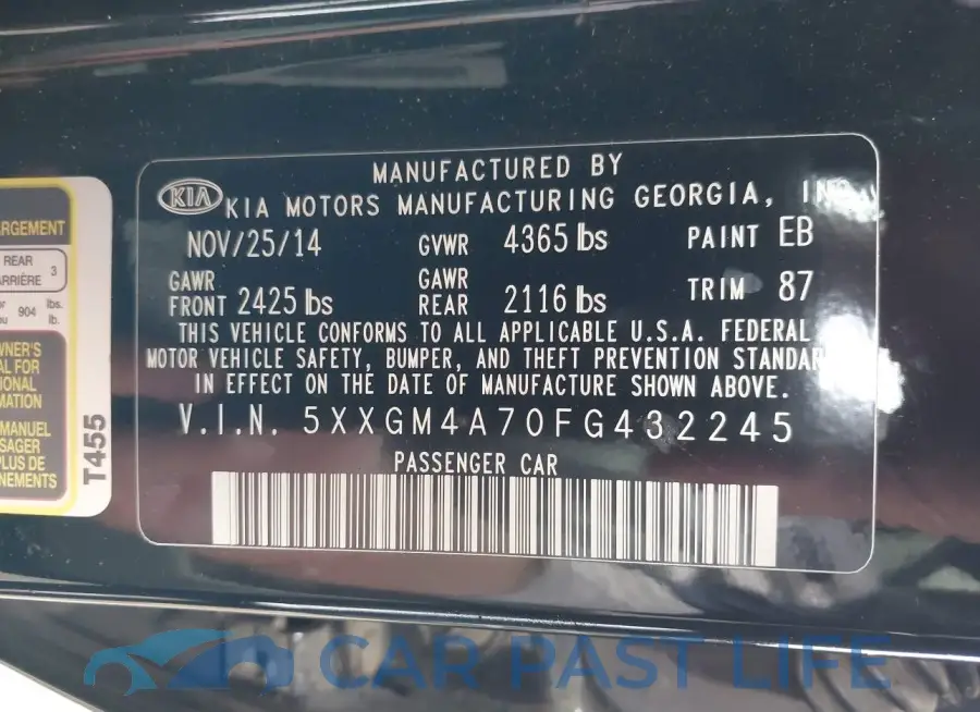 5XXGM4A70FG432245# 9