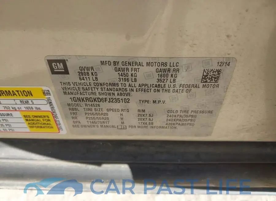 1GNKRGKD6FJ235102# 9