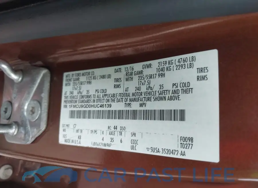 1FMCU9GD0HUC46139# 9