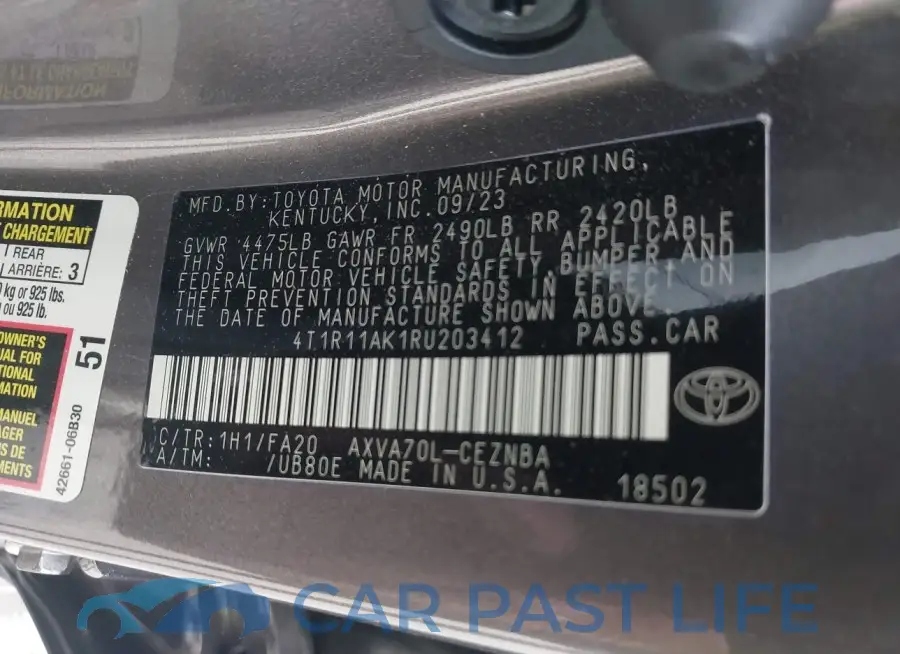 4T1R11AK1RU203412# 9