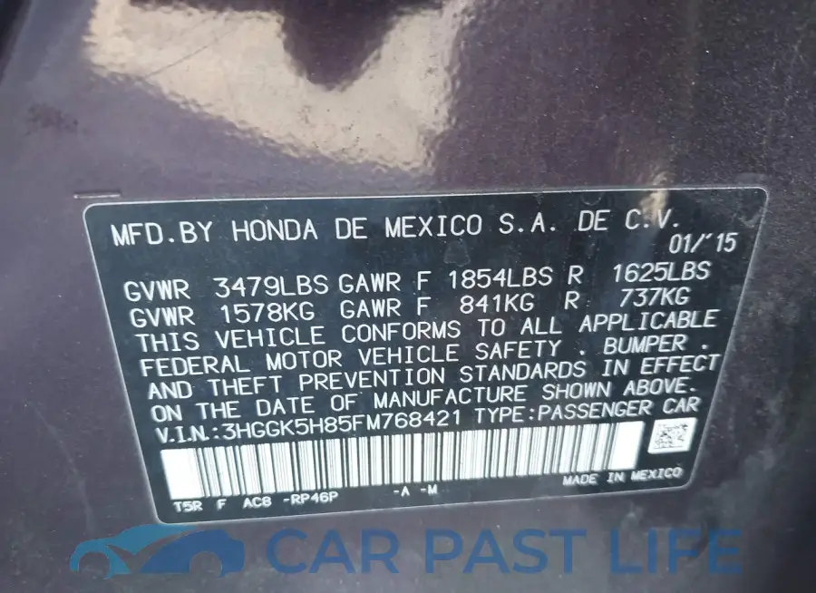 3HGGK5H85FM768421# 9