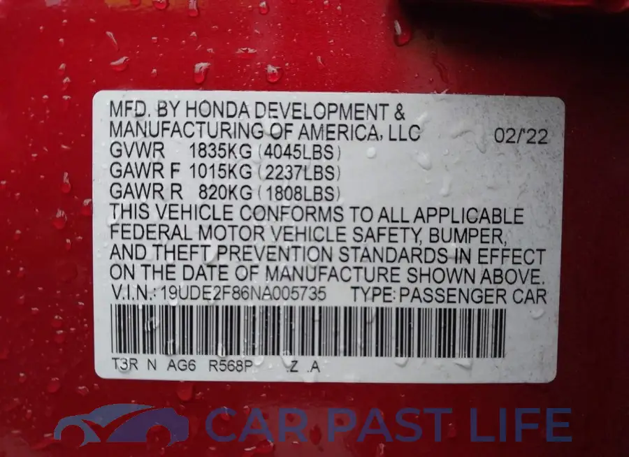 19UDE2F86NA005735# 9