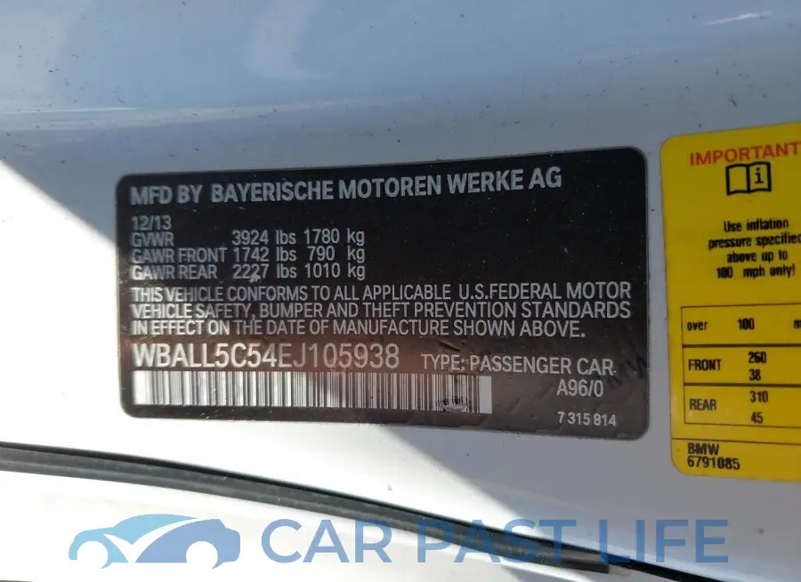 WBALL5C54EJ105938# 9