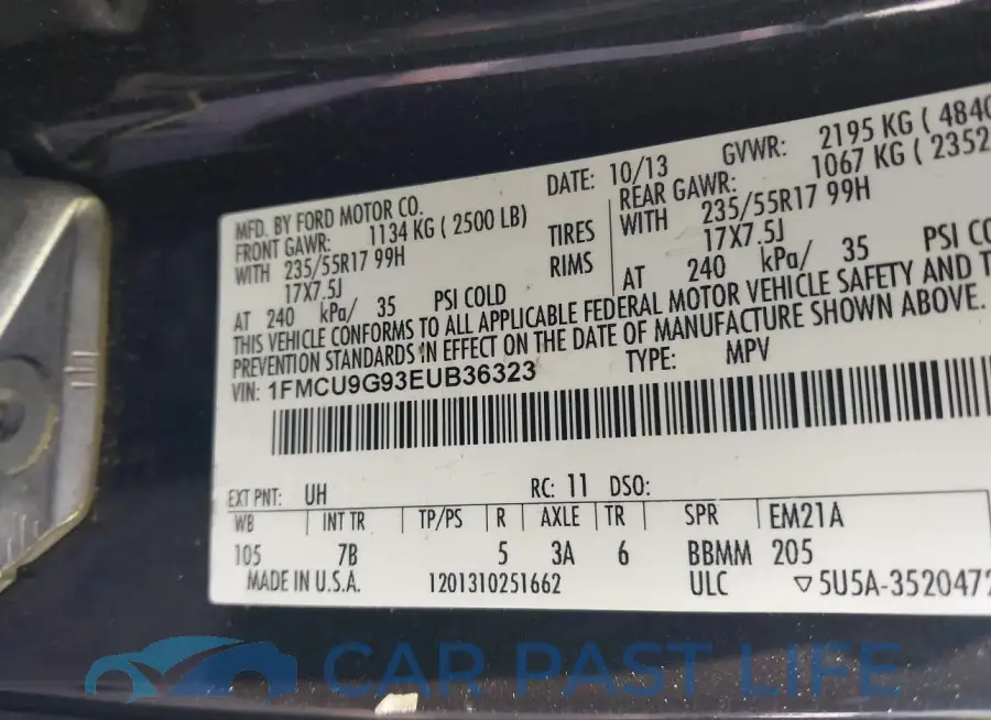 1FMCU9G93EUB36323# 9