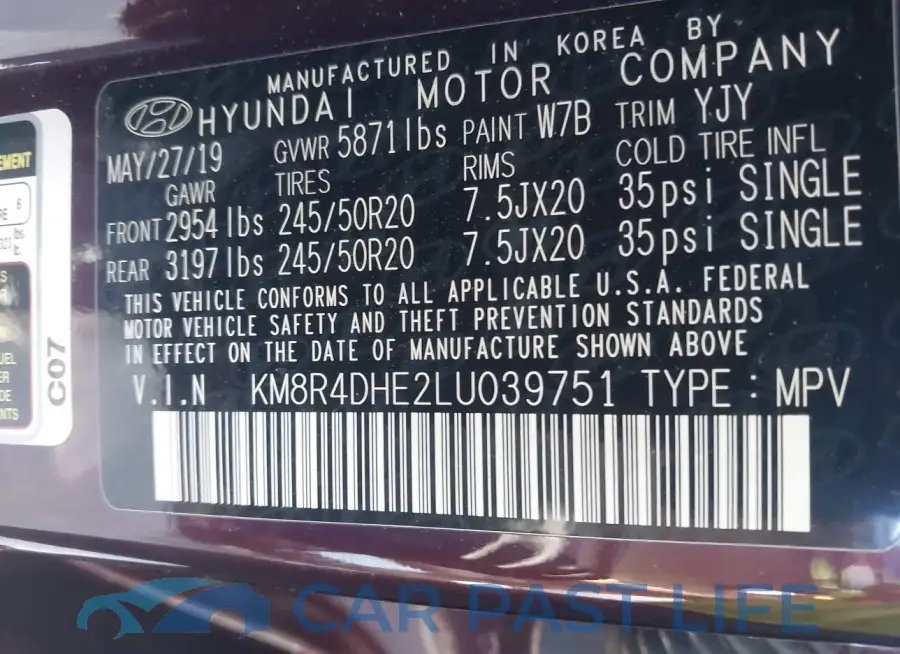 KM8R4DHE2LU039751# 9