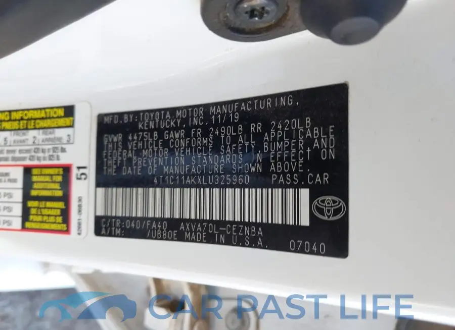 4T1C11AKXLU325960# 9