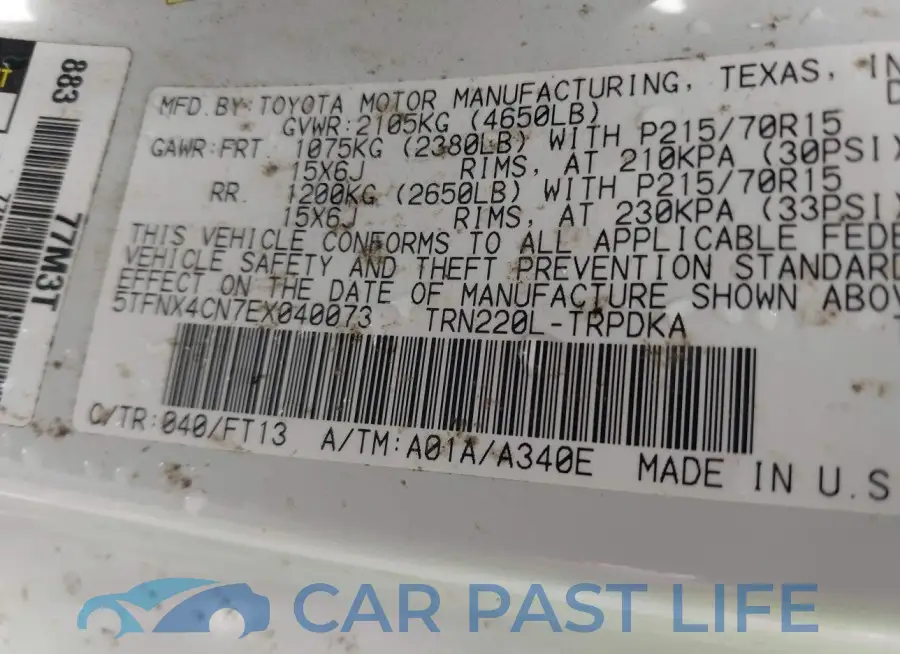 5TFNX4CN7EX040073# 9