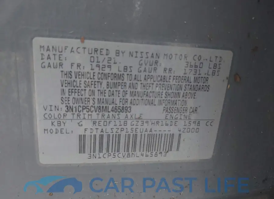 3N1CP5CV8ML465893# 9