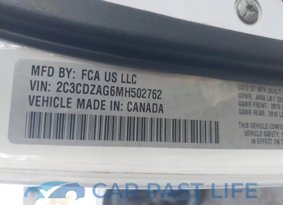 2C3CDZAG6MH502762# 9