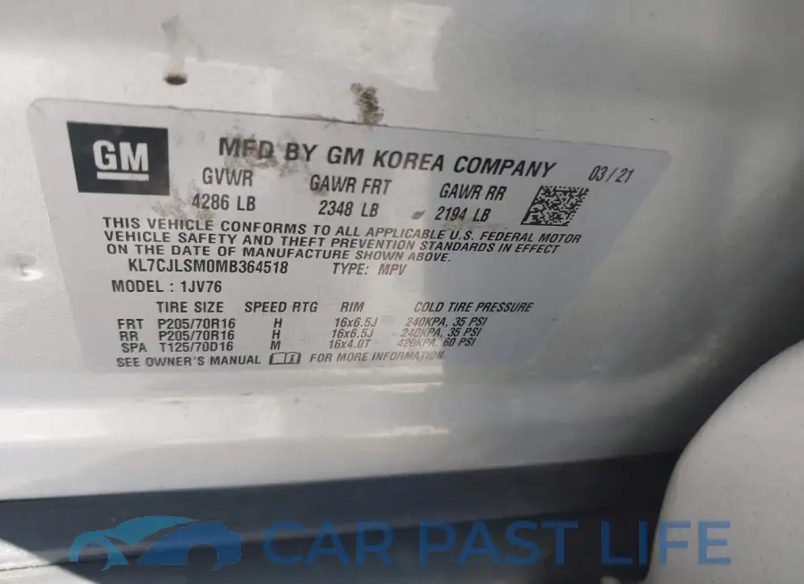 KL7CJLSM0MB364518# 9