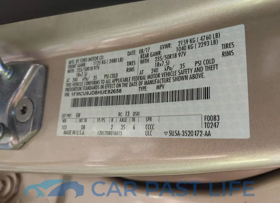 1FMCU9JD8HUE82658# 9