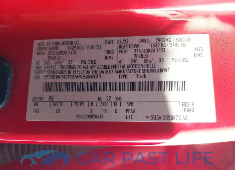1FTEW1CP2NKE46021# 9