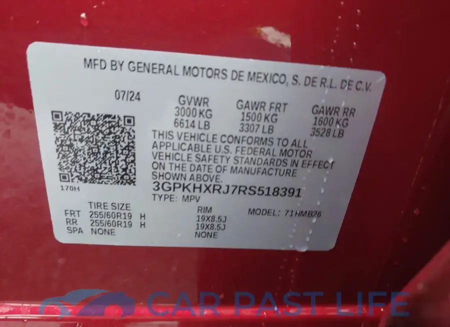 3GPKHXRJ7RS518391# 9