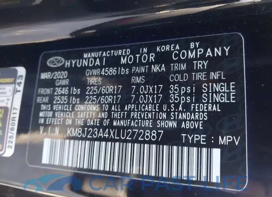 KM8J23A4XLU272887# 9