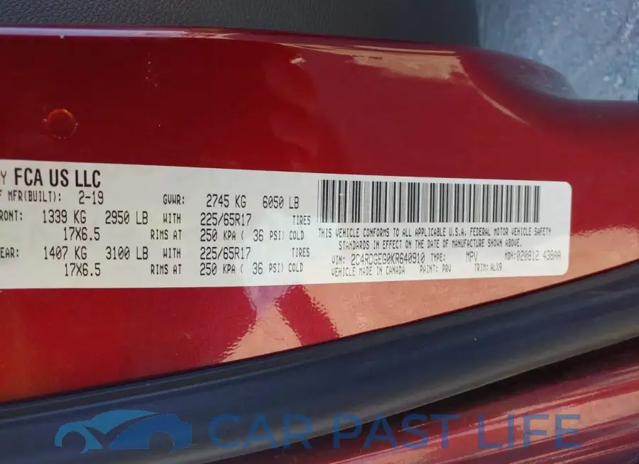 2C4RDGEG0KR640910# 9