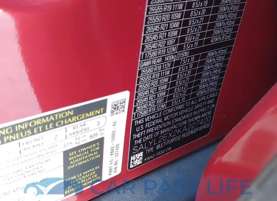 SALYL2EX2KA227420# 9