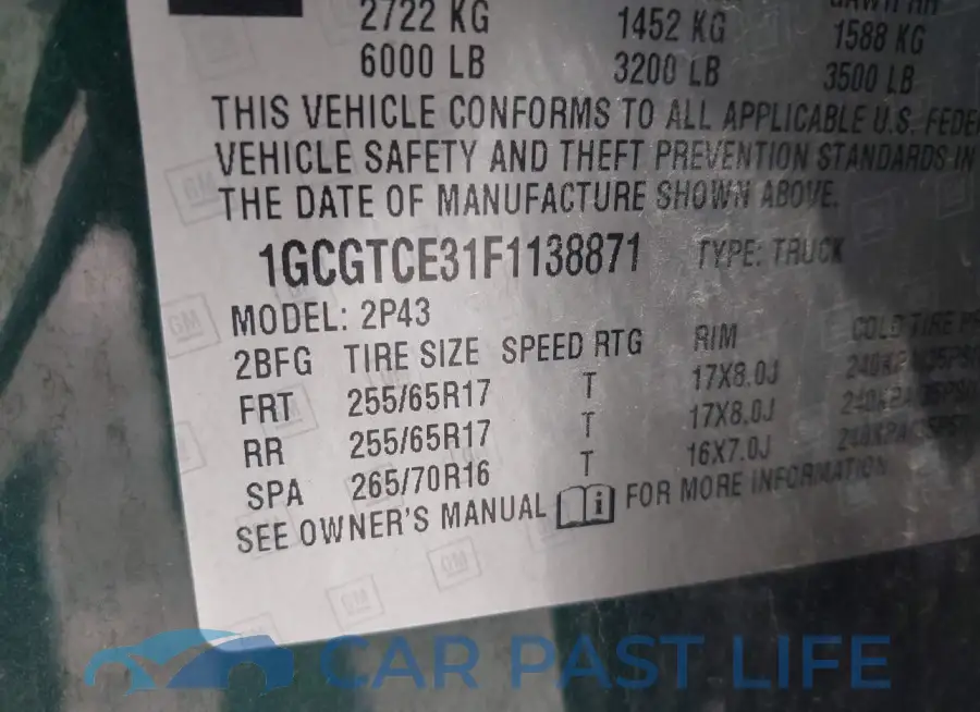 1GCGTCE31F1138871# 9