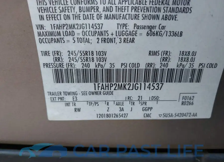 1FAHP2MK2JG114537# 9