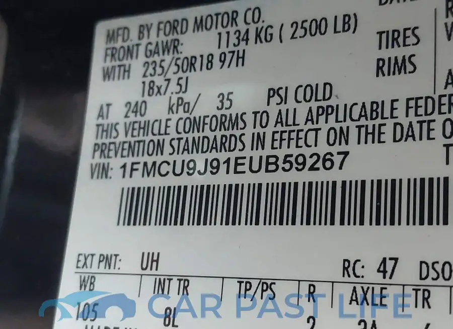 1FMCU9J91EUB59267# 9