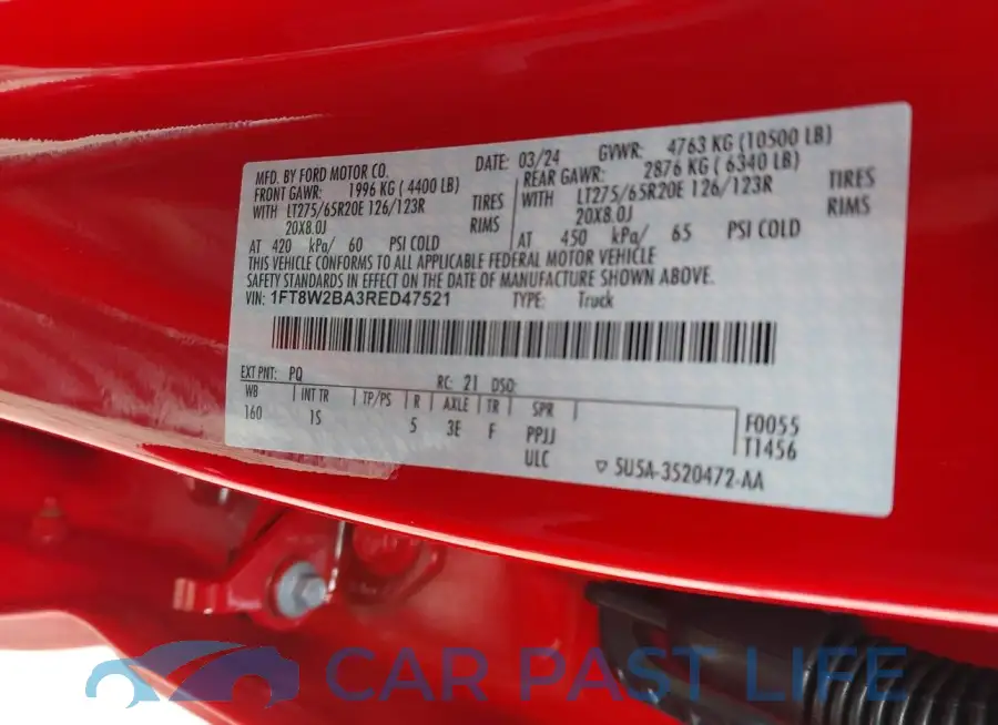 1FT8W2BA3RED47521# 9