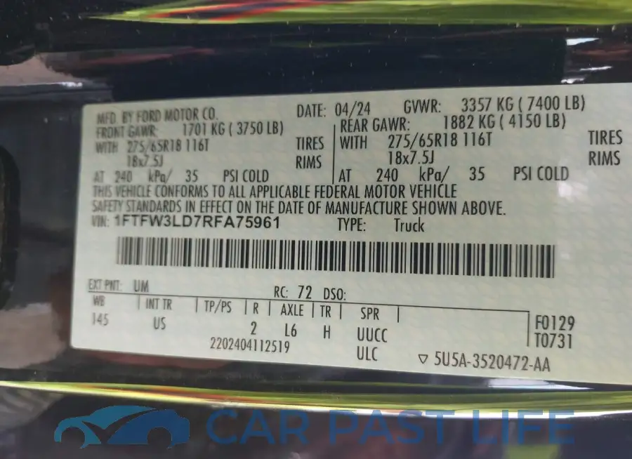 1FTFW3LD7RFA75961# 9