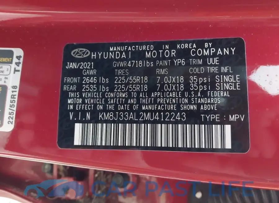 KM8J33AL2MU412243# 9