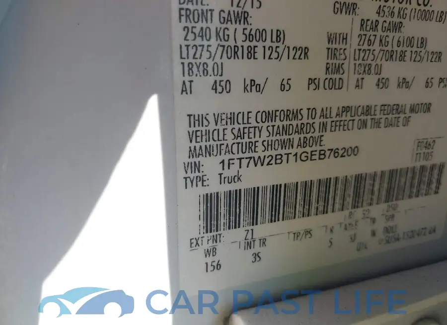 1FT7W2BT1GEB76200# 9
