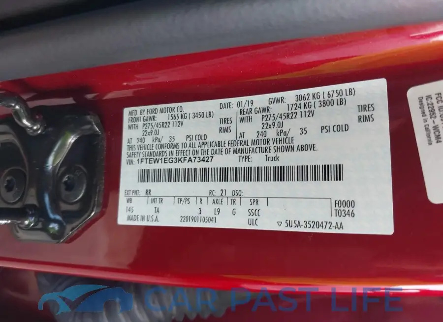 1FTEW1EG3KFA73427# 9