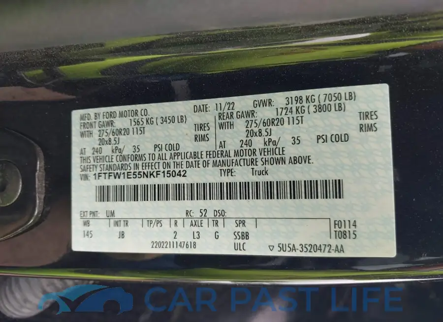 1FTFW1E55NKF15042# 9