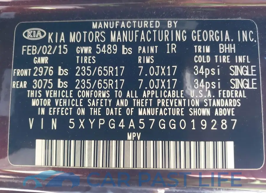 5XYPG4A57GG019287# 9