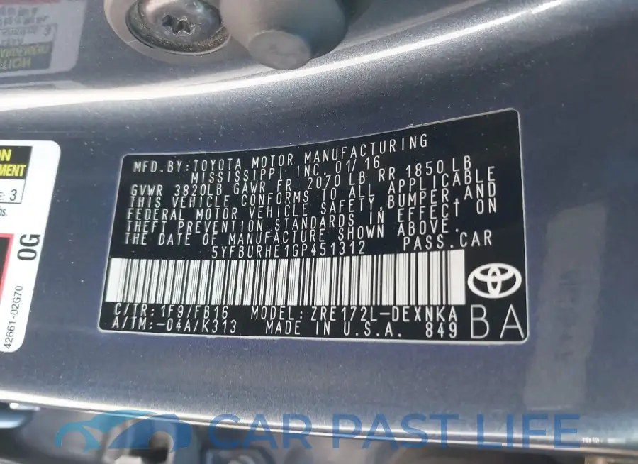 5YFBURHE1GP451312# 9