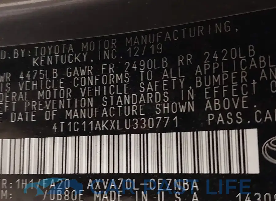 4T1C11AKXLU330771# 9