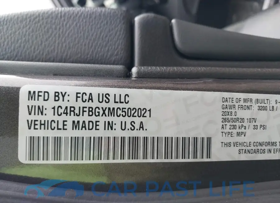 1C4RJFBGXMC502021# 9