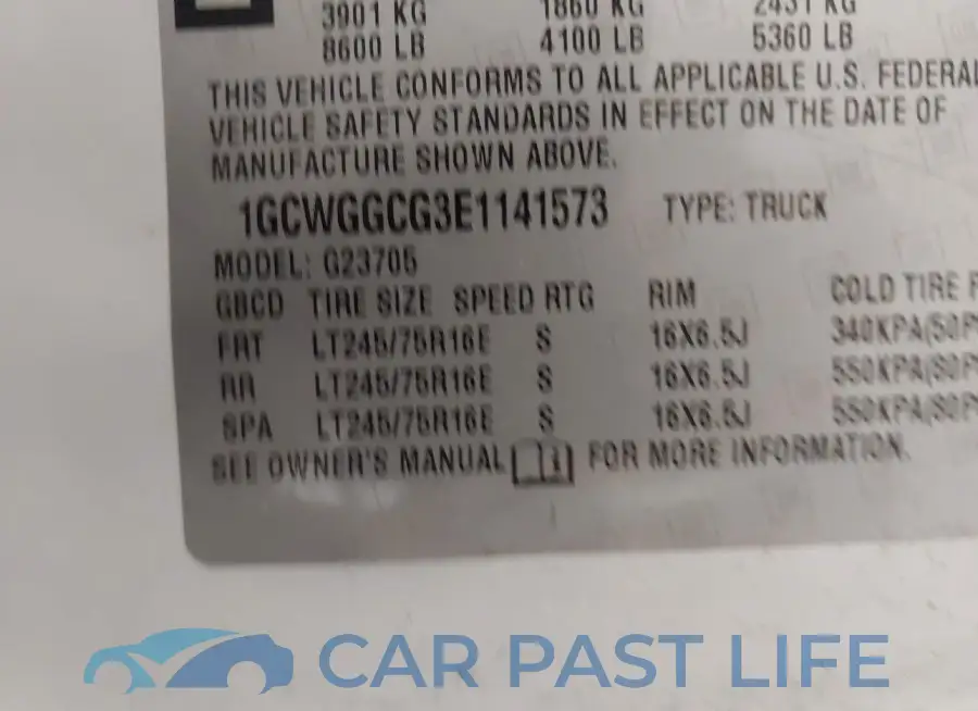 1GCWGGCG3E1141573# 9