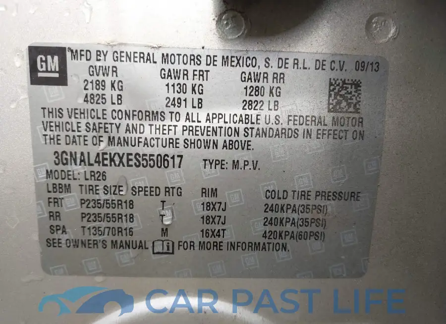 3GNAL4EKXES550617# 9