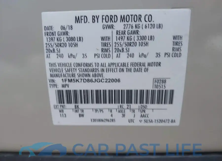 1FM5K7D86JGC22006# 9