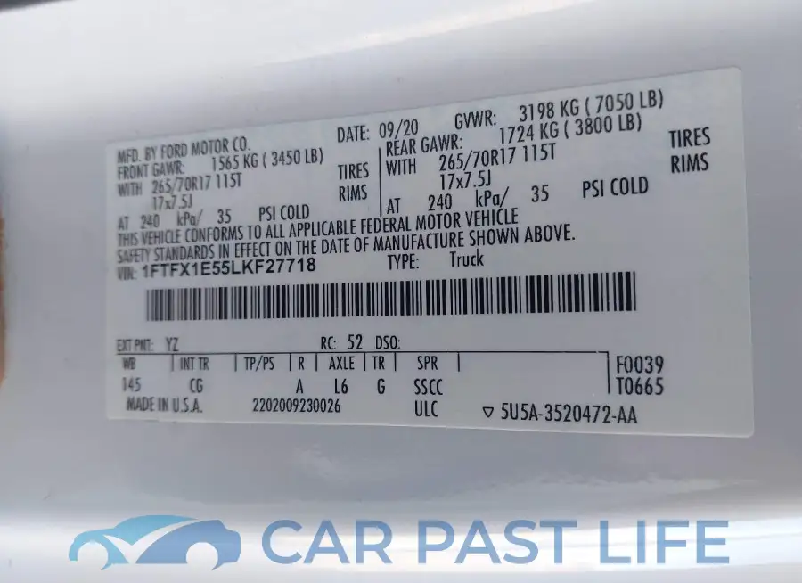 1FTFX1E55LKF27718# 9