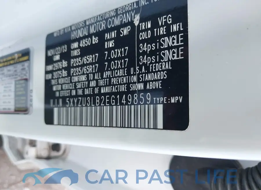 5XYZU3LB2EG149859# 9
