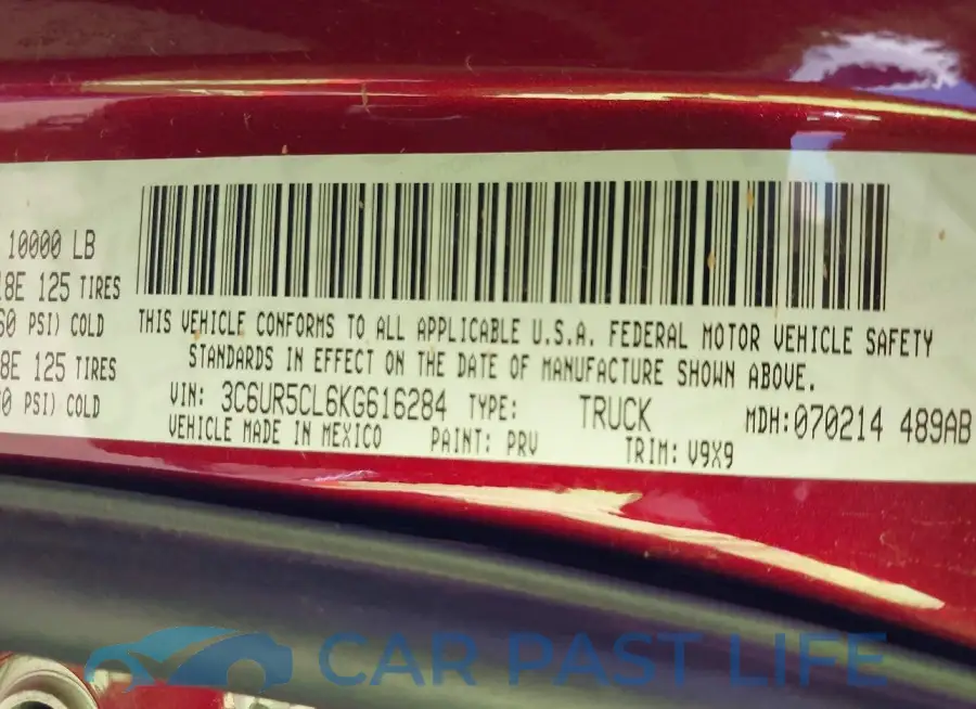 3C6UR5CL6KG616284# 9